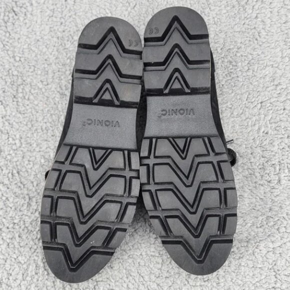 Vionic Teagan Black Suede Chunky Oxfords Sz 6 Lace Up Arch Support Career - Picture 9 of 9